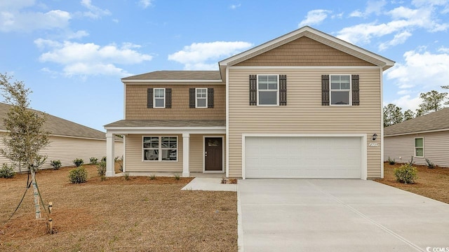 front facade with a garage