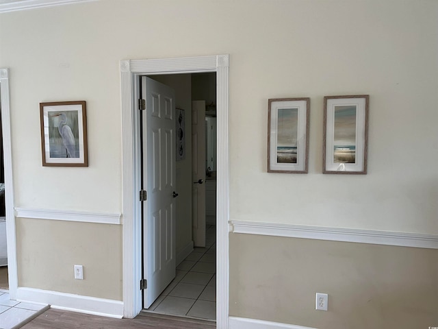 hall with light hardwood / wood-style floors