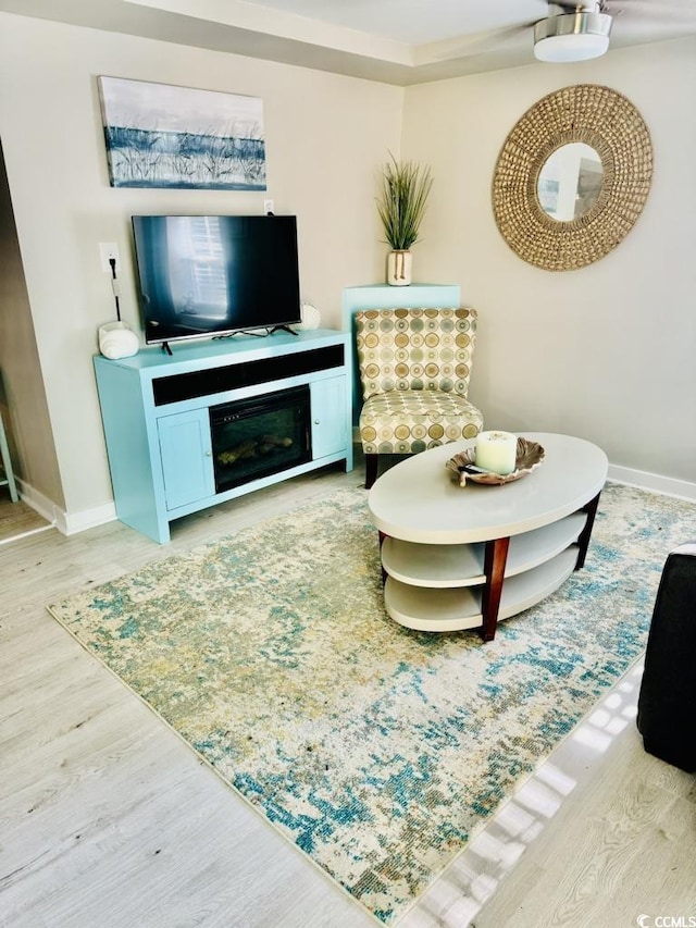 3936 Murrells Inlet Rd, Murrells Inlet, SC 29576 - sitting room with wood finished floors and a glass covered fireplace
