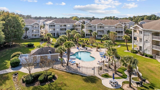 aerial view with a residential view