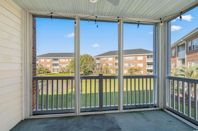 view of unfurnished sunroom