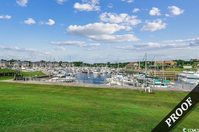 4220 Coquina Harbour Dr Unit B-11, Little River, SC 29566 - dock area with view of marina, a lawn, and a water view