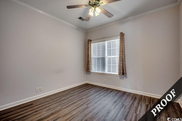 4220 Coquina Harbour Dr Unit B-11, Little River, SC 29566 - spare room featuring dark wood-style floors, ornamental molding, and a ceiling fan