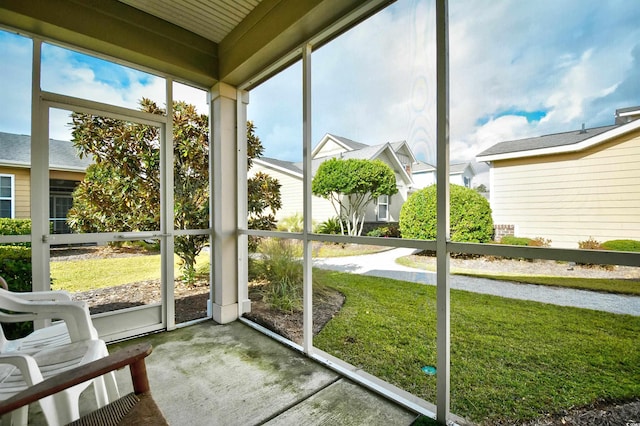 view of unfurnished sunroom