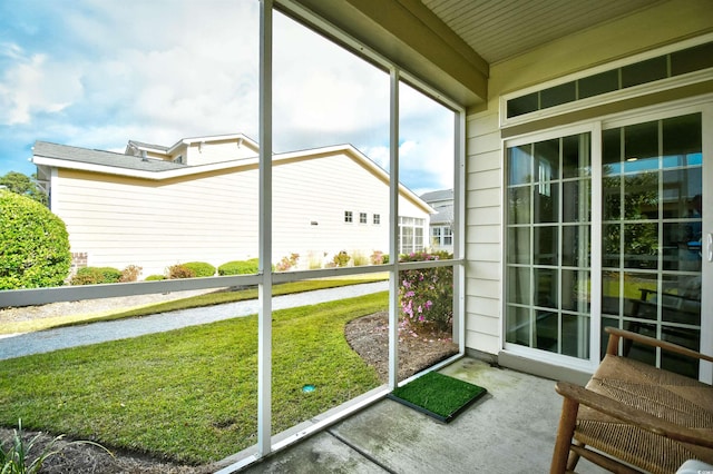 view of unfurnished sunroom