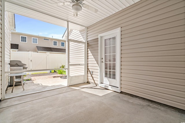 view of patio with ceiling fan