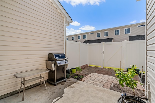 view of patio / terrace featuring a grill