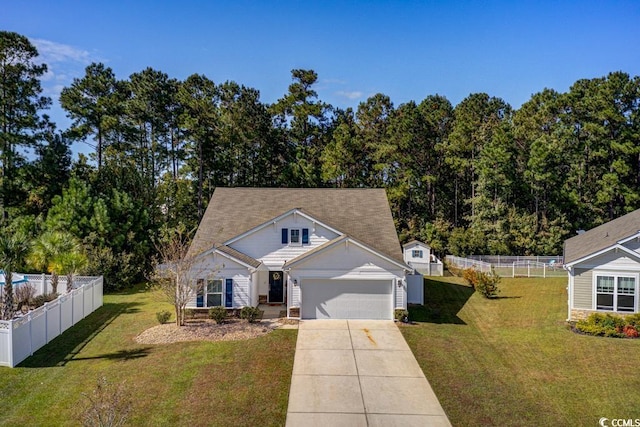 view of front of property with a shed and a front yard