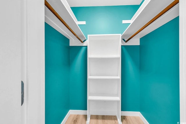 spacious closet with light hardwood / wood-style flooring