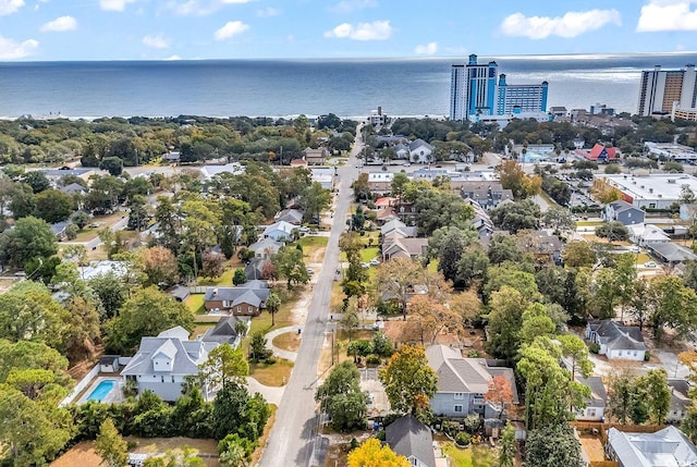 bird's eye view featuring a water view