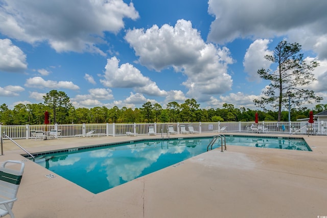 view of swimming pool with a patio