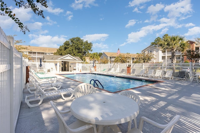 view of pool featuring a patio