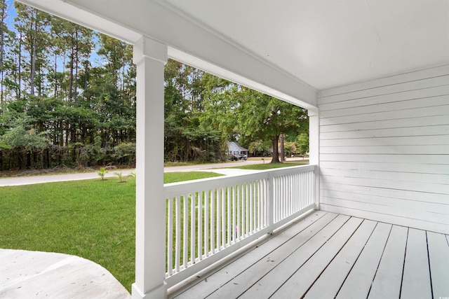 deck with a lawn