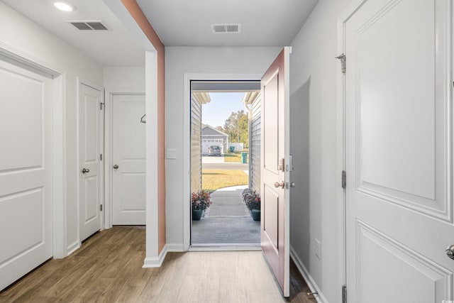 entrance foyer with light hardwood / wood-style flooring