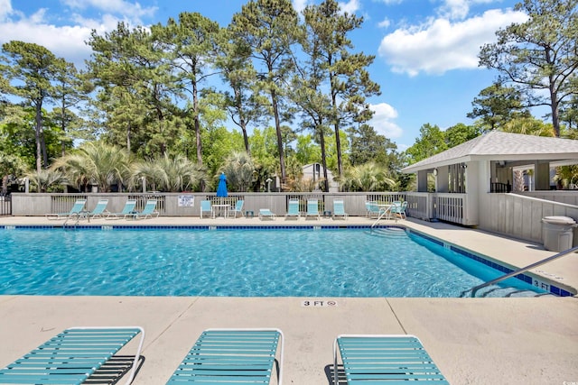 view of pool featuring a patio