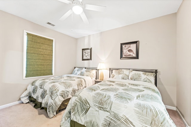 bedroom with carpet and ceiling fan