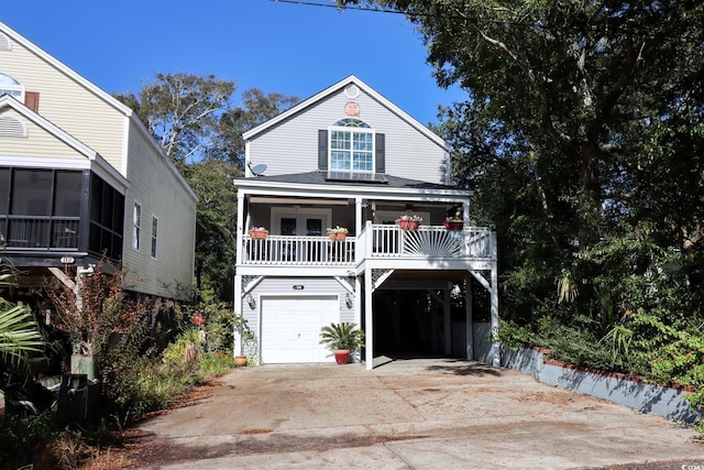 coastal home with a garage