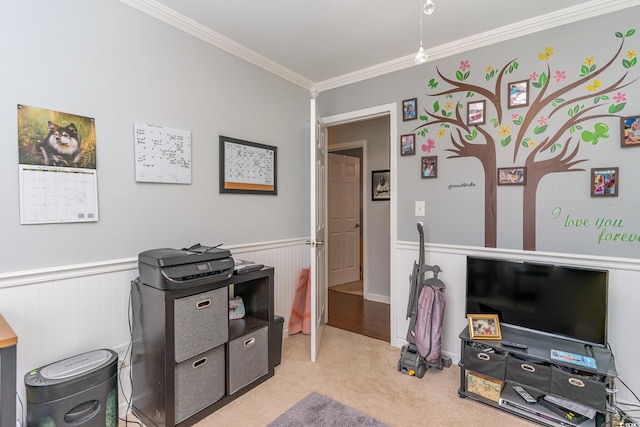 interior space featuring crown molding