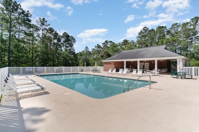 view of pool featuring a patio area