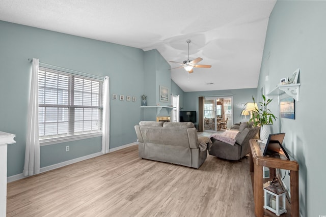 2169 Wedgewood Dr, Longs, SC 29568 - living area featuring wood finished floors, a ceiling fan, and vaulted ceiling