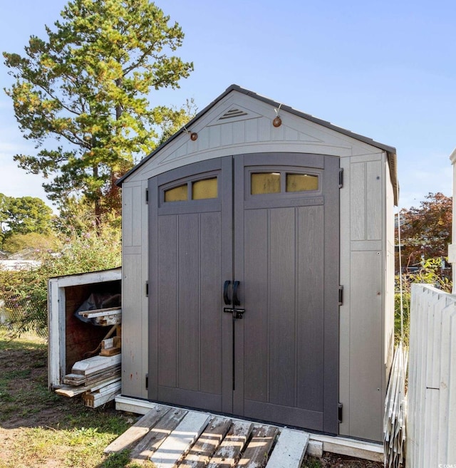 view of shed