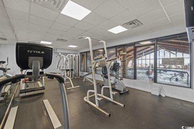 9550 Shore Dr Unit 1202, Myrtle Beach, SC 29572 - exercise room featuring a drop ceiling