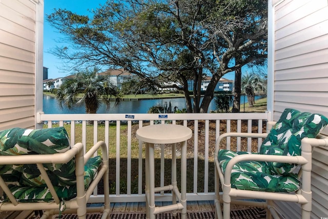 balcony with a water view