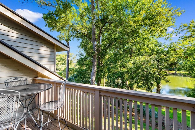 deck with a water view