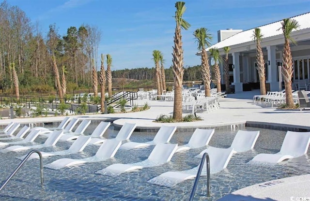 view of snow covered patio