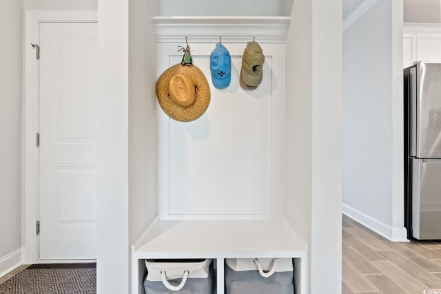 mudroom with light wood-type flooring