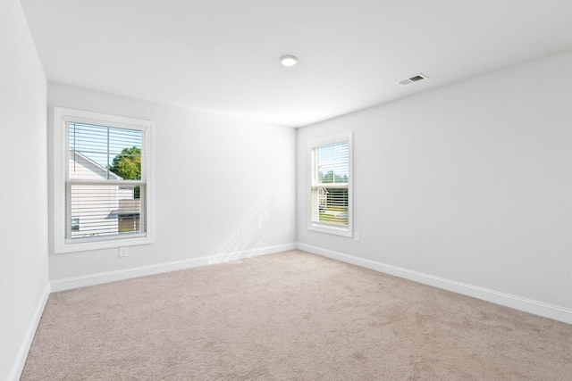 carpeted spare room featuring a wealth of natural light