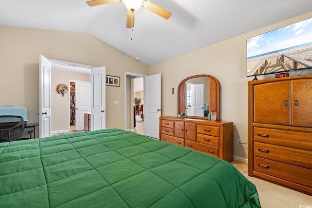 544 Running Deer Trl, Myrtle Beach, SC 29588 - bedroom featuring vaulted ceiling, light carpet, and a ceiling fan
