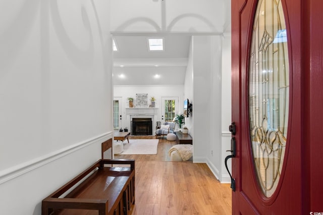 foyer with light wood-type flooring