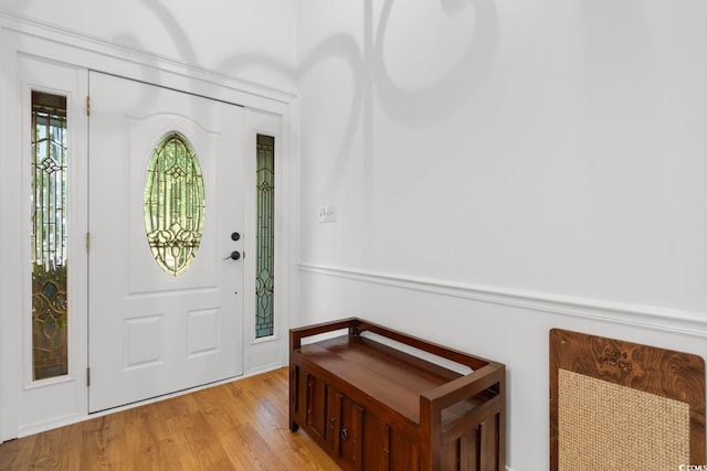 entryway with light wood-type flooring