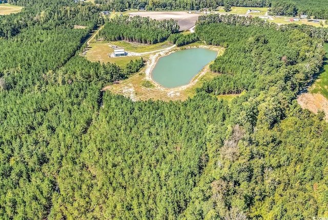 7299 Cartrette Rd, Aynor, SC 29511 - aerial view of property and surrounding area with a heavily wooded area and a nearby body of water