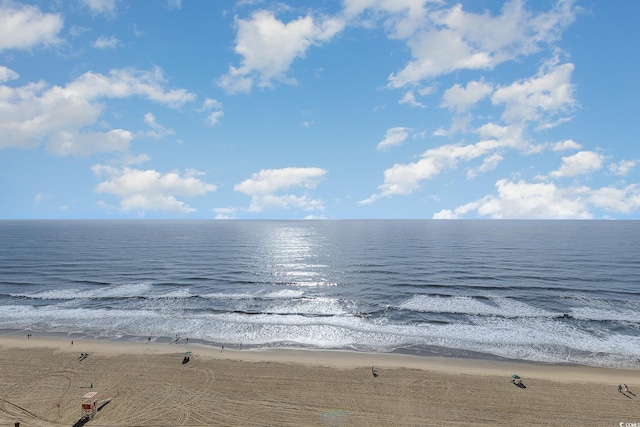 property view of water featuring a beach view