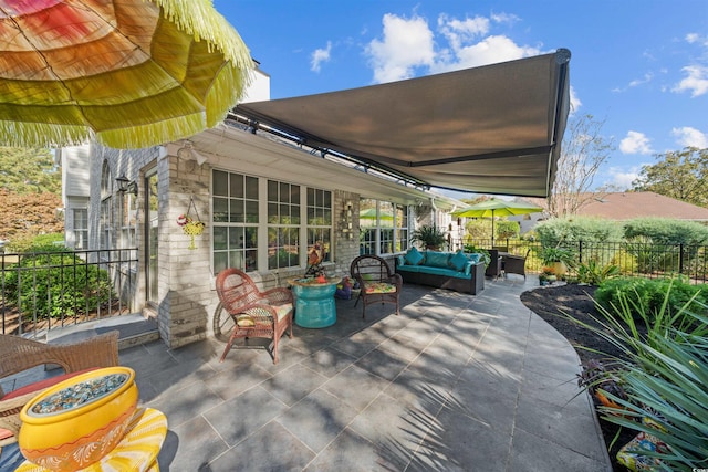 view of patio with an outdoor living space