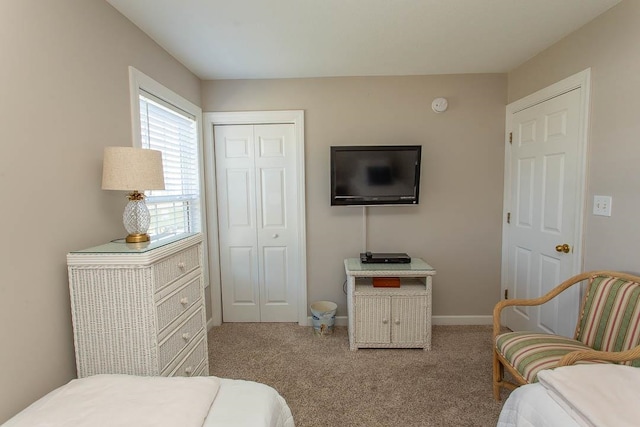 bedroom with a closet and carpet