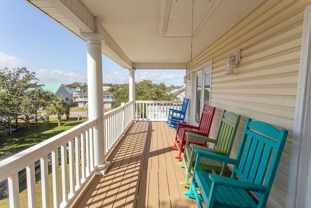 deck featuring a porch