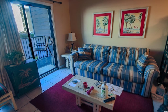 view of tiled living room