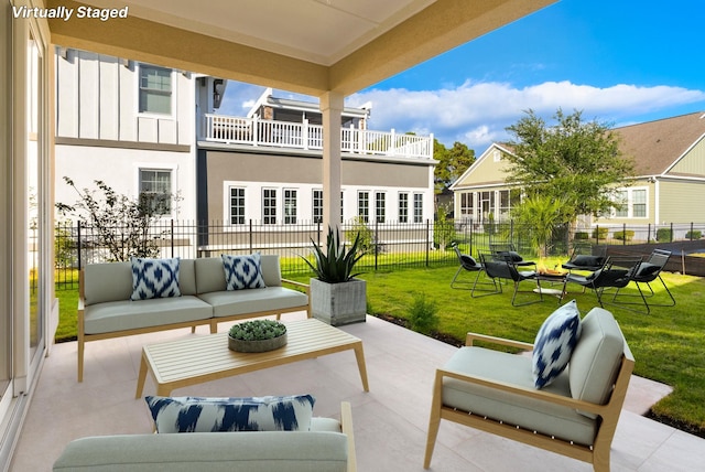 view of patio / terrace with outdoor lounge area and a balcony