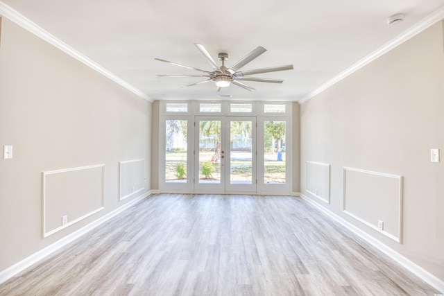 615 1st Ave N, Surfside Beach, SC 29575 - unfurnished room with wood finished floors, ornamental molding, baseboards, ceiling fan, and a smoke detector