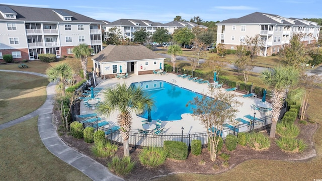 view of pool featuring a patio