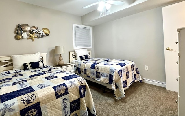 bedroom with carpet floors and ceiling fan