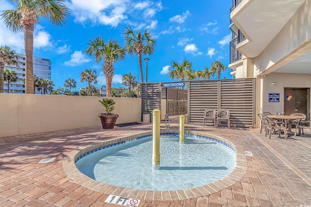 view of swimming pool with a patio area