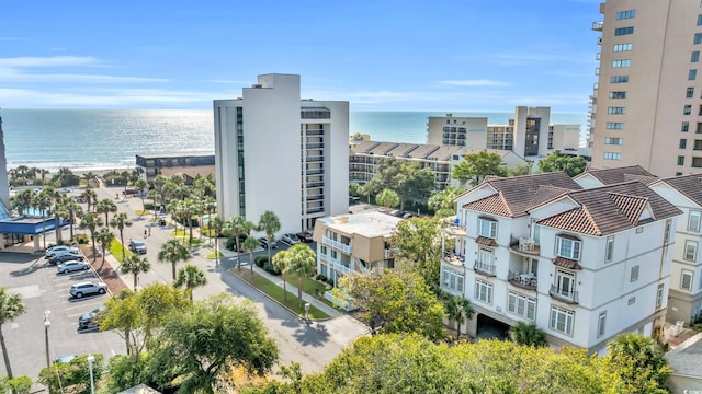 exterior space with a water view