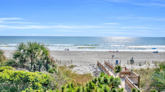 view of water feature featuring a view of the beach