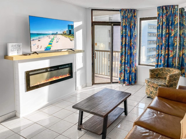 view of tiled living room