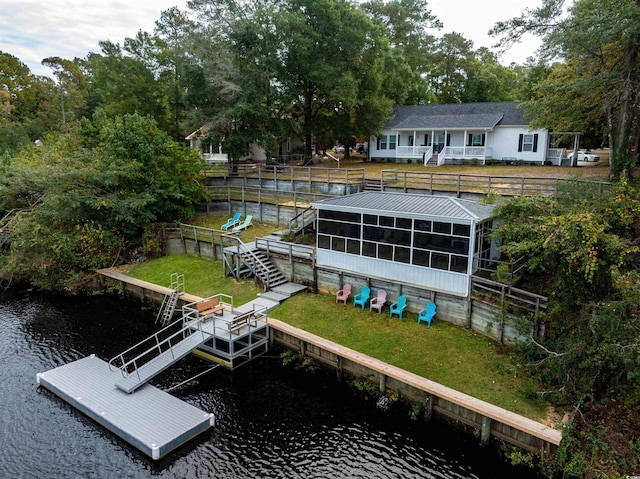 exterior space featuring a water view