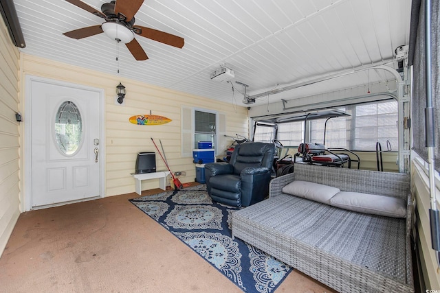 exterior space featuring plenty of natural light and ceiling fan